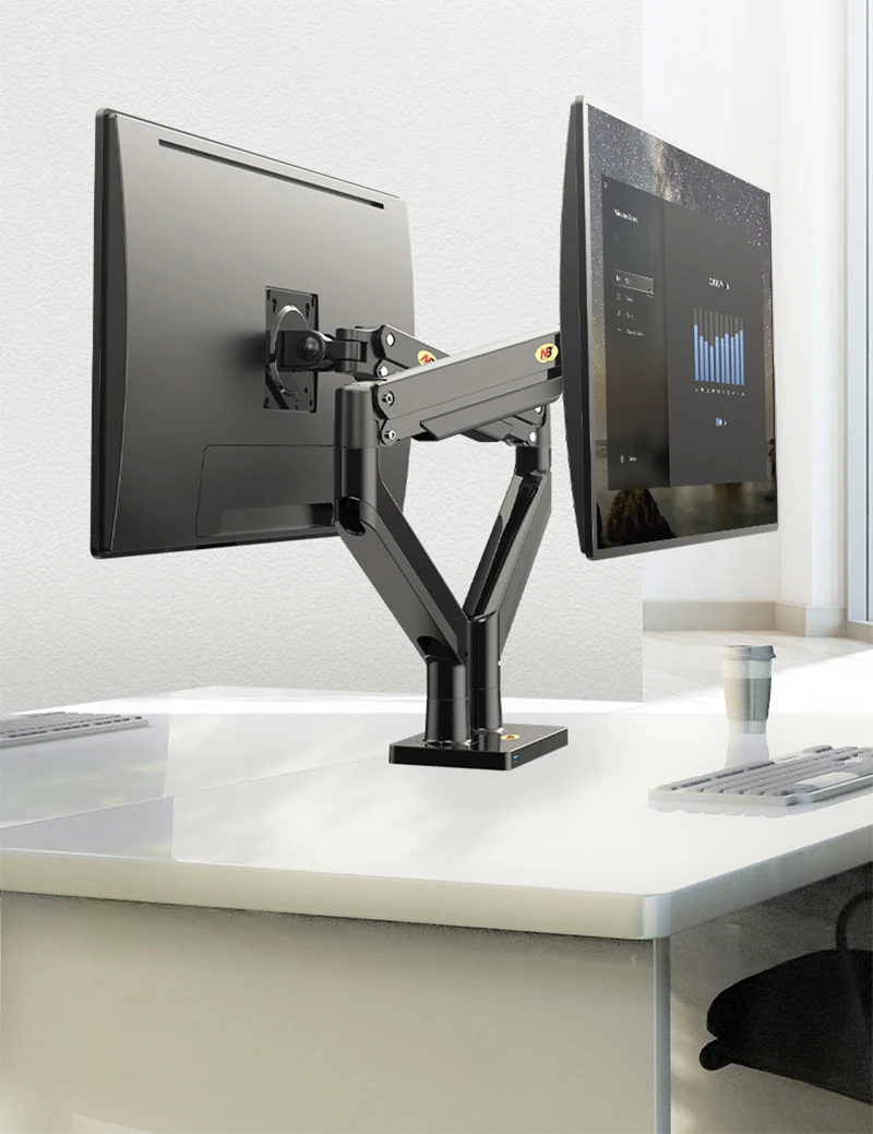 

Aluminum Alloy 22"-32" Dual LCD LED Monitor Mount Gas Spring Arm NB G32 Full Motion Monitor Holder Support Load 3-15 kgs Each