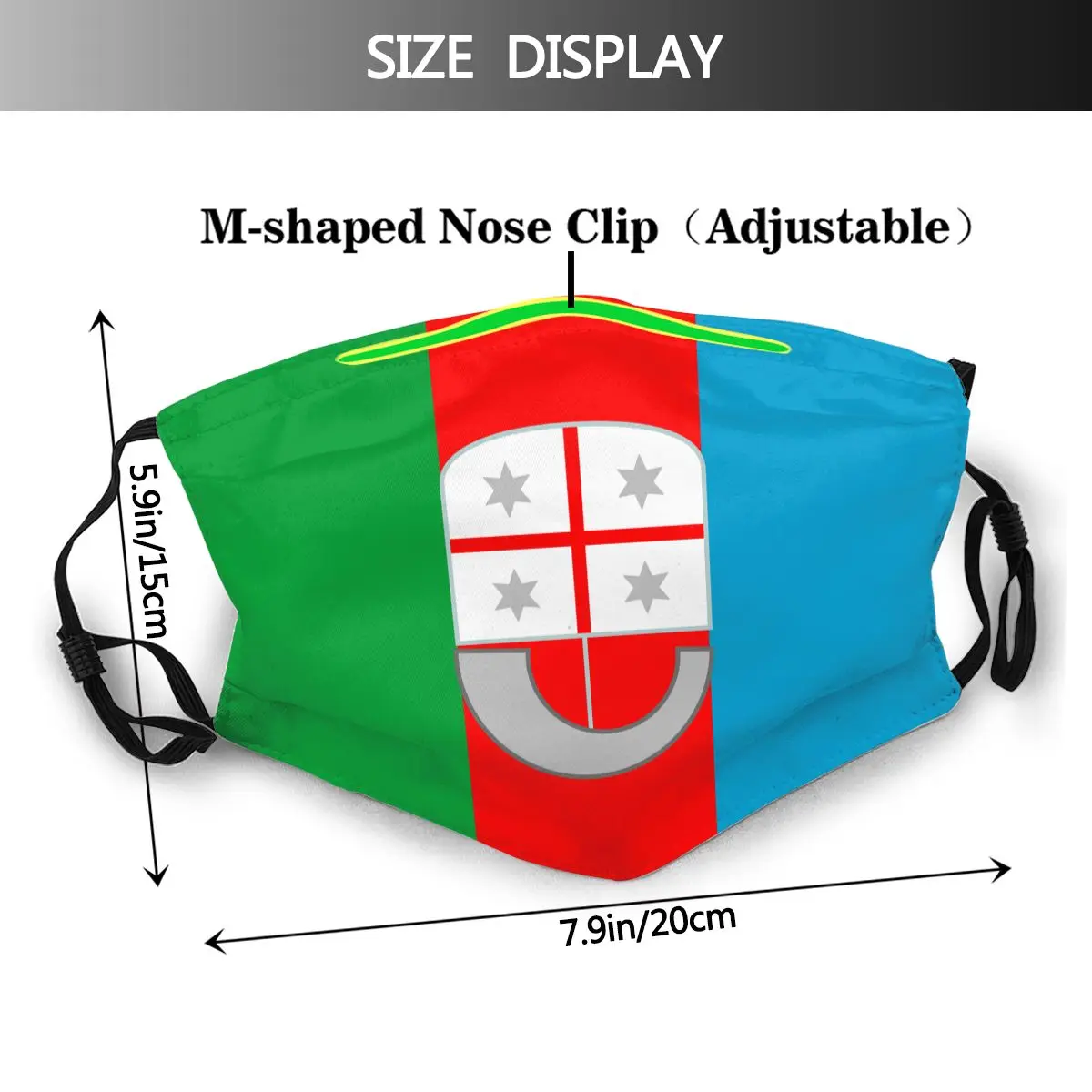 Masque filtrant à charbon actif, drapeau des régions de ligurie d'italie, drôle