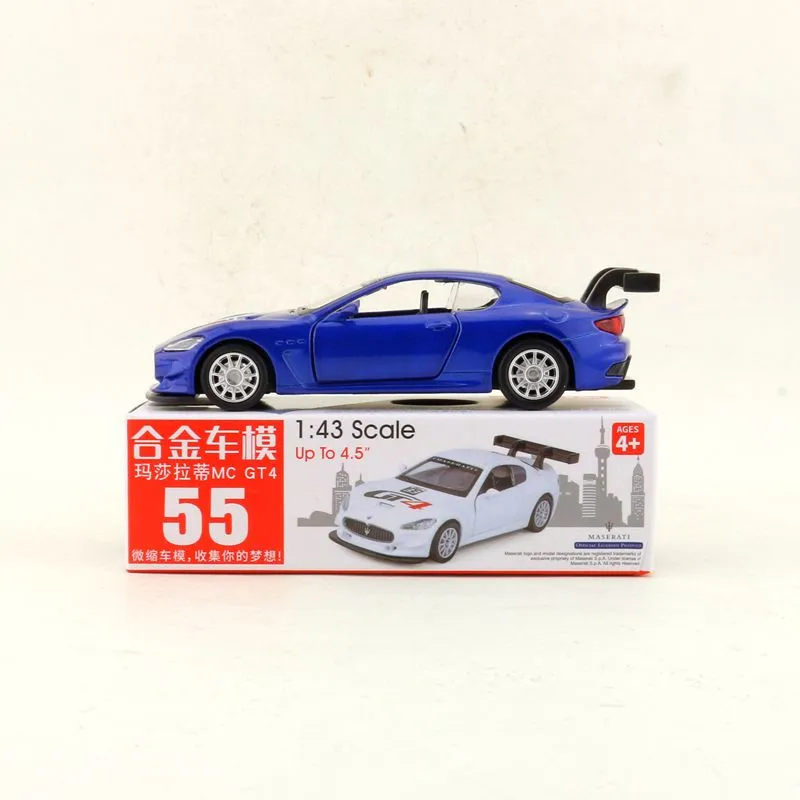 Diecast Metal Toy Model 1:43 Scale Maserati MC GT4 Super Car Pull Back Doors Openable Educational Collection Gift Match Box