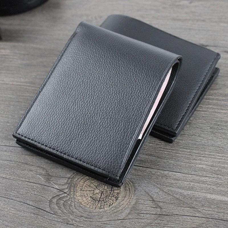 Fashion Men Bifold Wallets PU Leather Small Male Coin Business Purses Black Coffee Short Multifunction Credit Card Holders