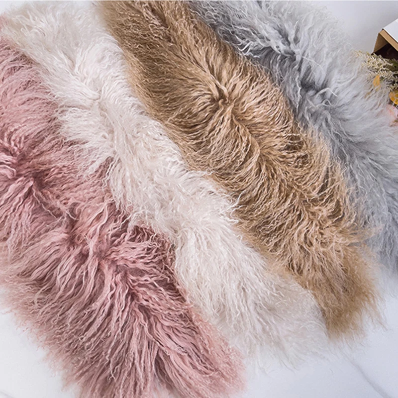 Winter Real Mongolia Sheep Fur Scarf Lady Quality Mongolian Fur Tibet Sheep Fur Scarf Double-Sided Long Fur Scarf