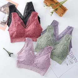 Women Lace Bras Crop Top Lingerie Fitness Sport Underwear Deep V Bralette Camis Tank Tops Lace Camisole