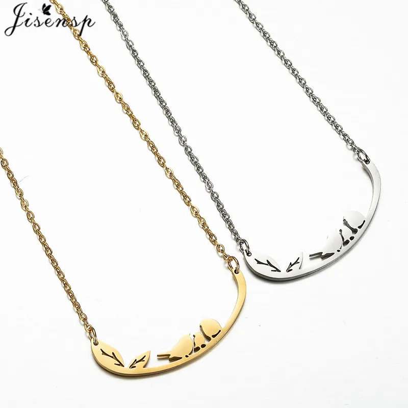 Stainless Steel Little Birds Necklace Simple Style Birds on the Branch Necklaces & Pendants Personality Family Jewelry Gifts