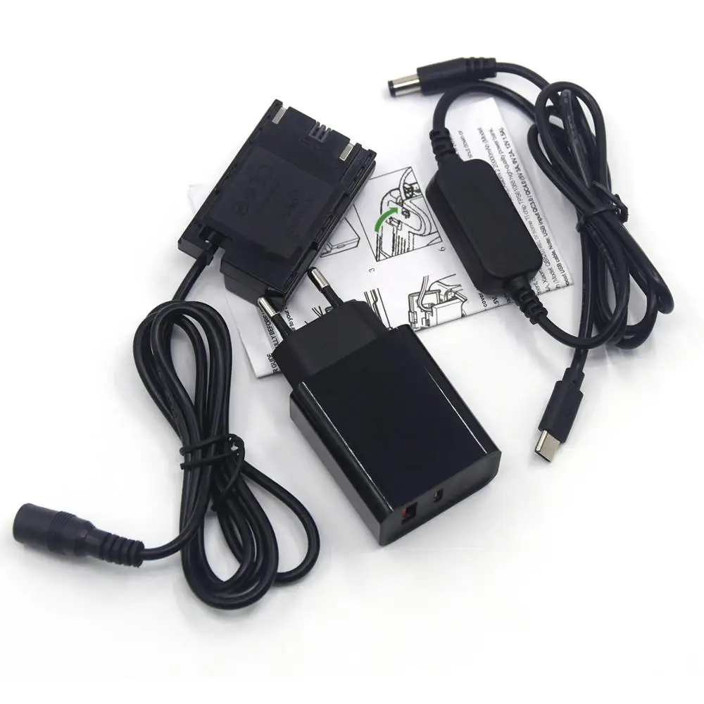 Imagem -05 - Carregador Mais Usb Tipo-c Carregador Cabo Mais Dr-e6 dc Acoplador Lp-e6 Falsa Bateria para Canon Eos 5d Mark ii Iii iv 5d2 5d3 5d4 6d 7d 60d ca pd