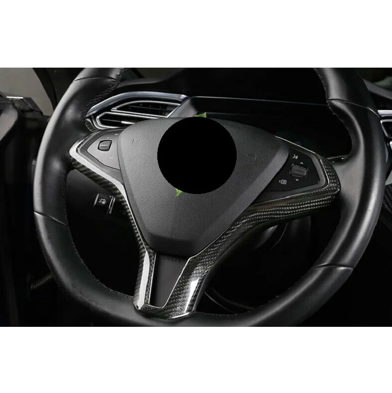 Real Carbon Fiber Steering Wheel Cover Trim Fit For Tesla Model X/S 2012-2021 Steering Wheel Modified Decorative Accessories