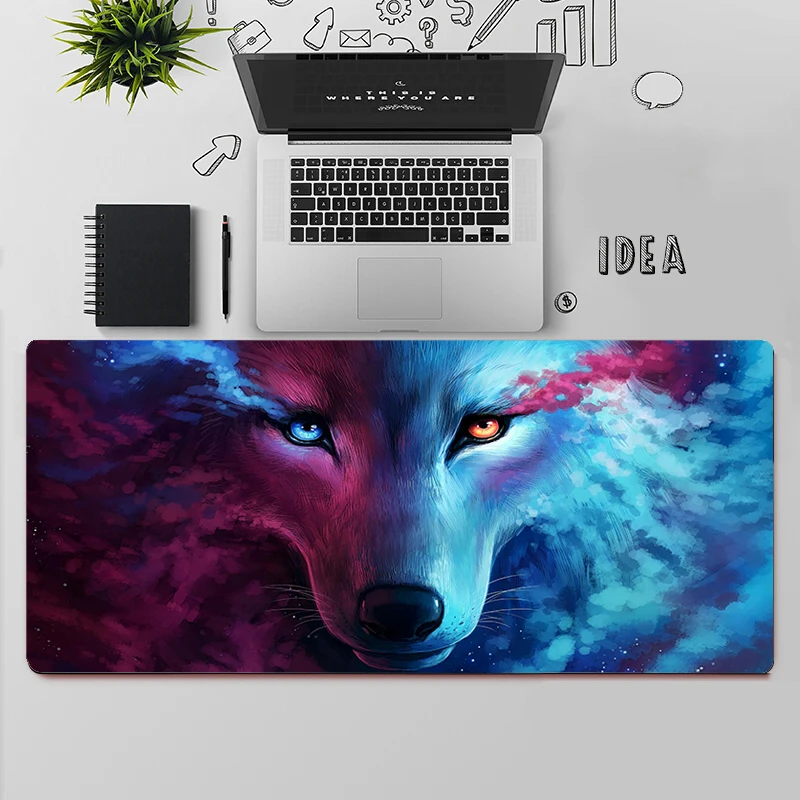 Gaming Mouse Pad Large Mouse Pad PC Gamer Computer Mouse Mat Galaxy Wolf Forest Wild Big Mousepad Keyboard Desk Mat Mause Pad