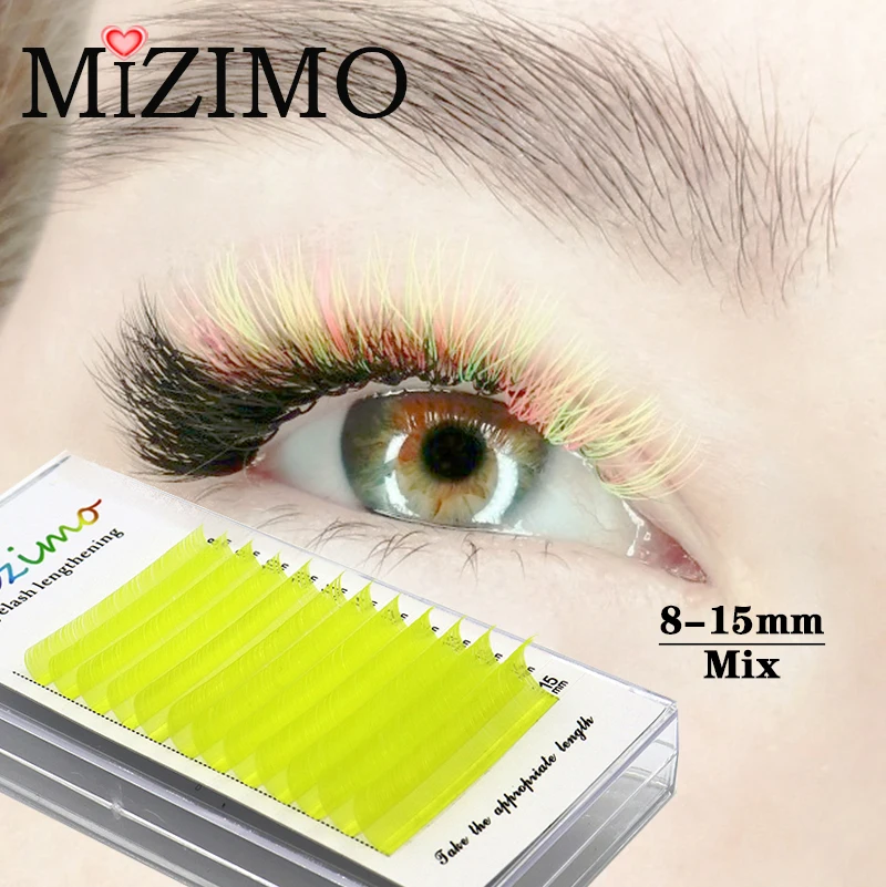 New Product MIZIMO mixed length color grafting eyelash 8-15mm artificial mink hair personalized eyelash extension tool