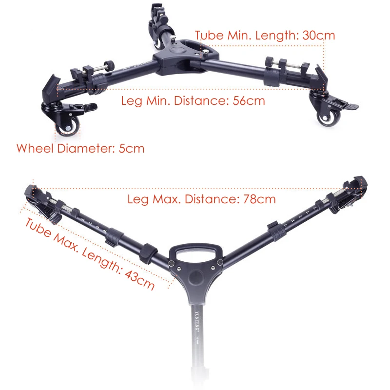 その他 Hitsan Yunteng tripod dolly 900 Professional Tripod Dolly Wheels Aluminum alloy For Studio Photo