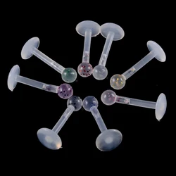 8pcs/lot Bioplast Push-in Labret Stud Lip Piercing Ring Multicolour PTFE Ear Cartilage Tragus Helix Piercing Fashion Jewelry 16G