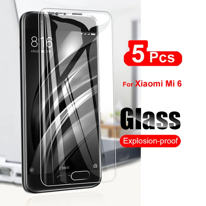 5Pcs Tempered Glass For Xiaomi Mi 6 Mi6  Screen Protector Film For Xiaomi6 Mi 6 ShockProof Glass Guard 9H Ultra Clear