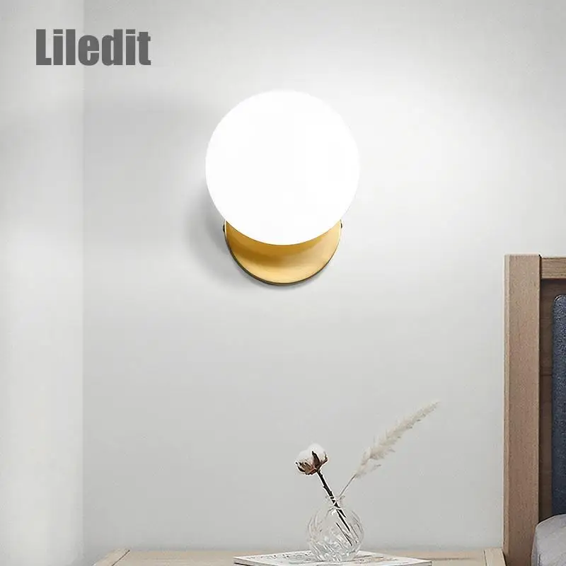 

Modern LED wall lamp light fixure bedroom light living room decoration Glass metal Nordic lights for home sconce Wall Mounted