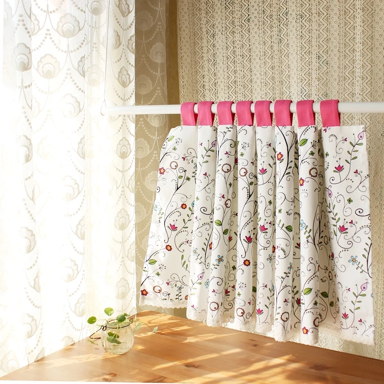 

Pastoral Floral Half Shading Curtain for Kitchen Door Window Bedroom Wardrobe Home Cafe Bistro Decoration Curtain Free Shipping