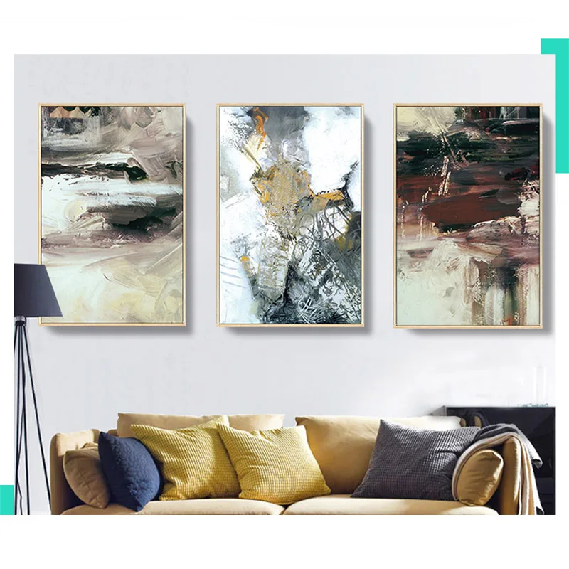 

Nordic Abstract Canvas color spalsh Modern golden painting poster print unique decor wall art pictures for living roomZP-2369