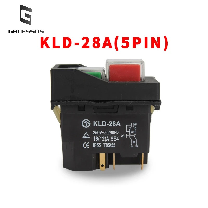 1PCS Electrician Switch KLD-28(YH02-A) Electromagnetic Start Button Machine Tool Accessories IP55 Waterproof Magnetic 28A