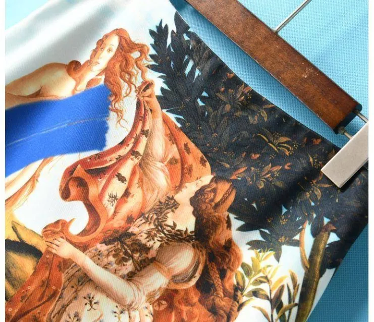 Nuevo diseñador Primavera Verano falda Vintage mujer elegante estampado una línea Mini faldas de Ángel real faldas delgadas para mujeres jóvenes NS943