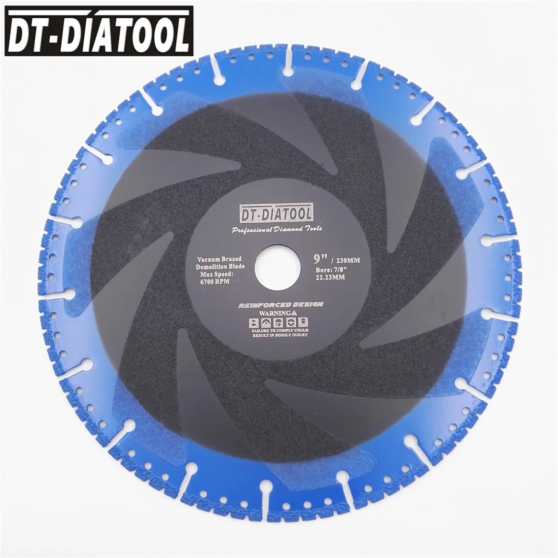 Disco de corte de hoja de sierra de demolición de diamante, 1 pieza segmentada, soldada al vacío, ambos tamaños de núcleo recubierto, multiusos, DT-DIATOOL