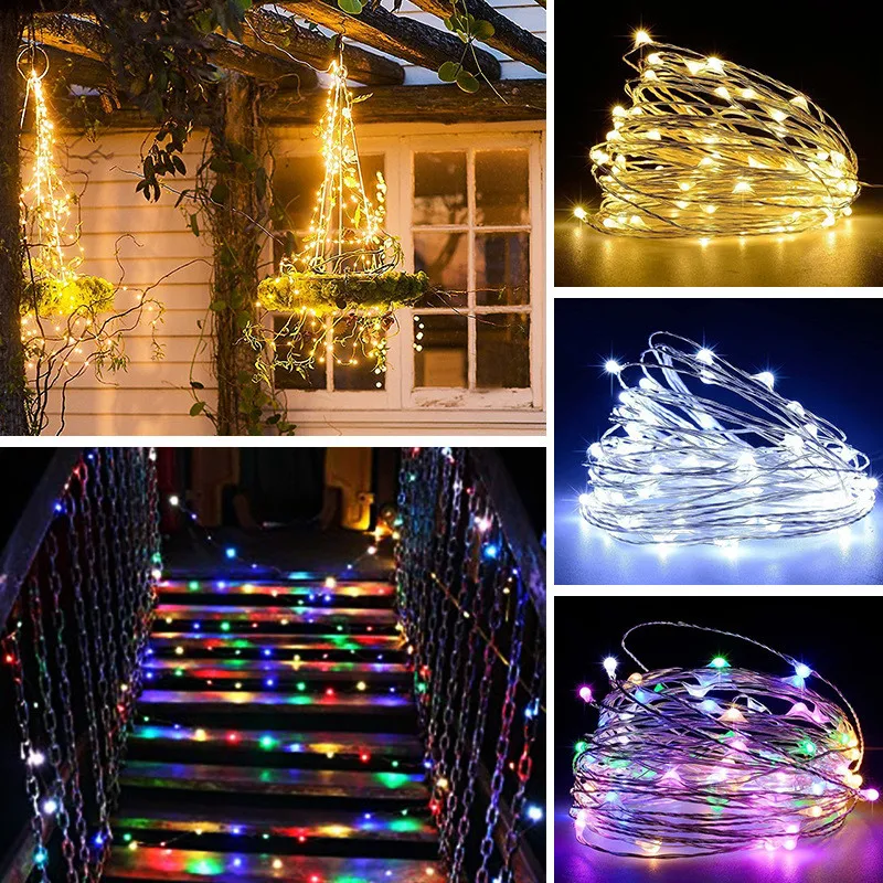 2M 5M 10M Outdoor Copper Wire String Lights For Christmas Wedding Party Garland Decoration USB/Battery Powered