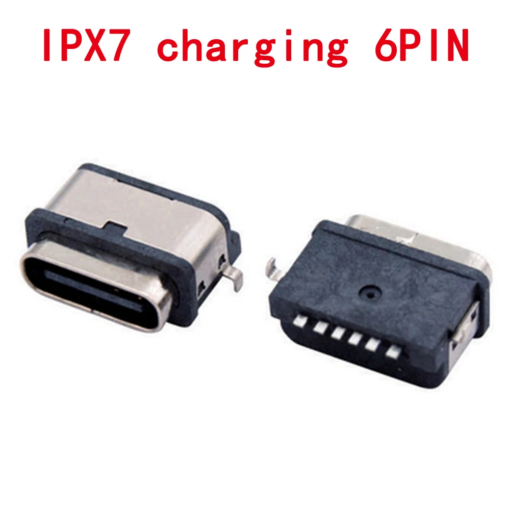 防水USBタイプCコネクタ,6ピン,10個,充電ジャック,Xiaomi,Huawei,Samsung用