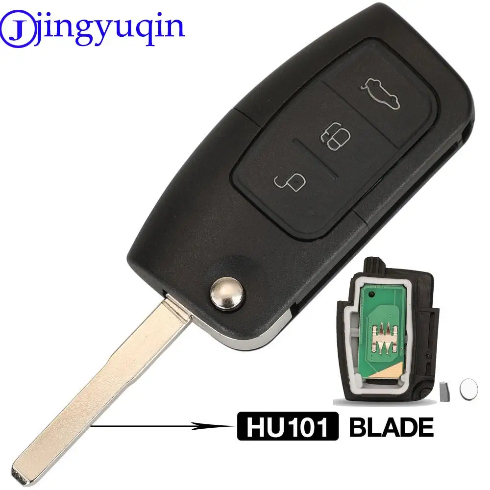 jingyuqin 433MHz 4D63 40bit 80bit 3 Buttons Flip Folding Remote Control Key for Ford Focus Fiesta 2013 Fob Case HU101 Blade