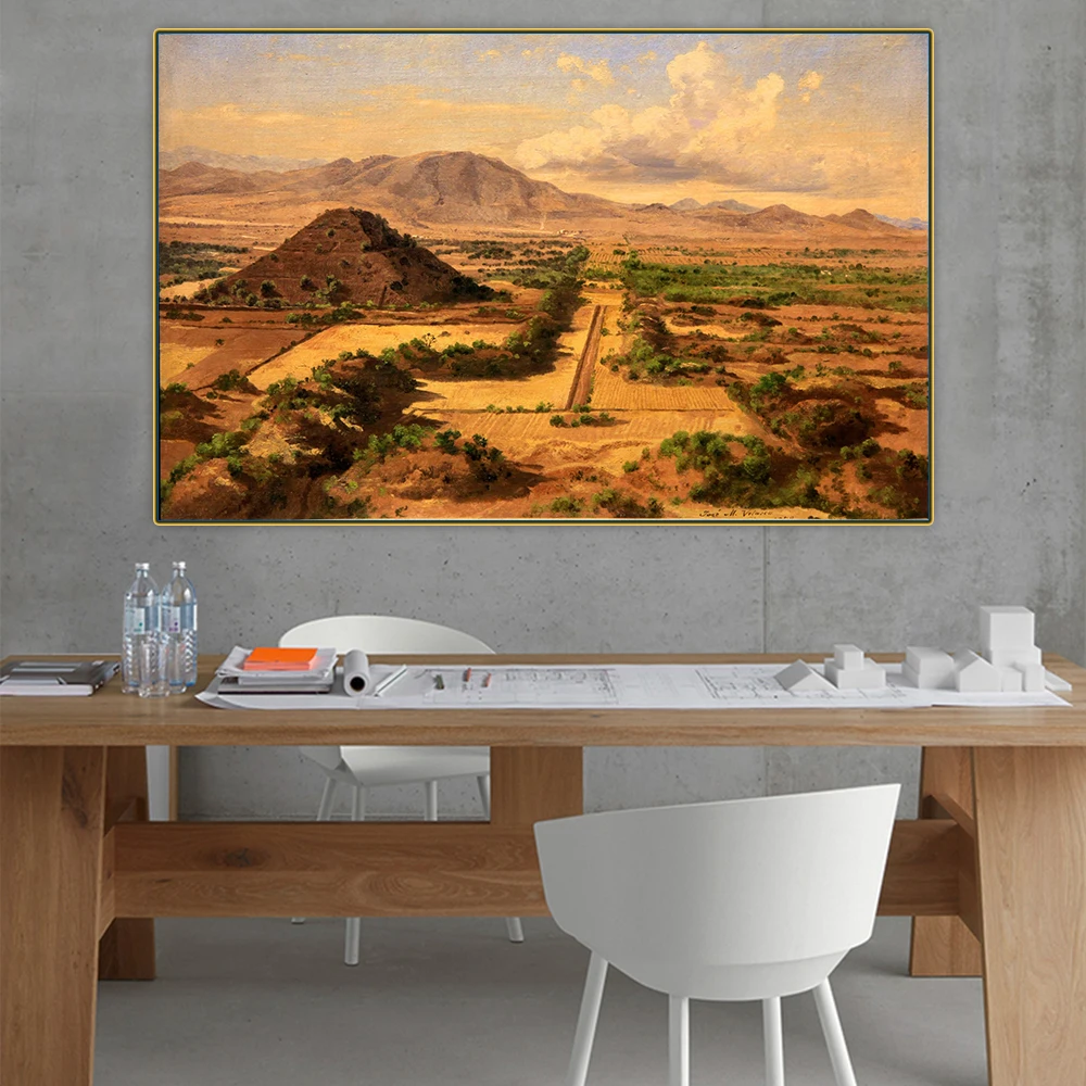 Citon Jose Maria Velasco《Piramide of The Sun in Teotihuacan》Canvas Oil Painting Picture Wall Background Decor Home Decoration