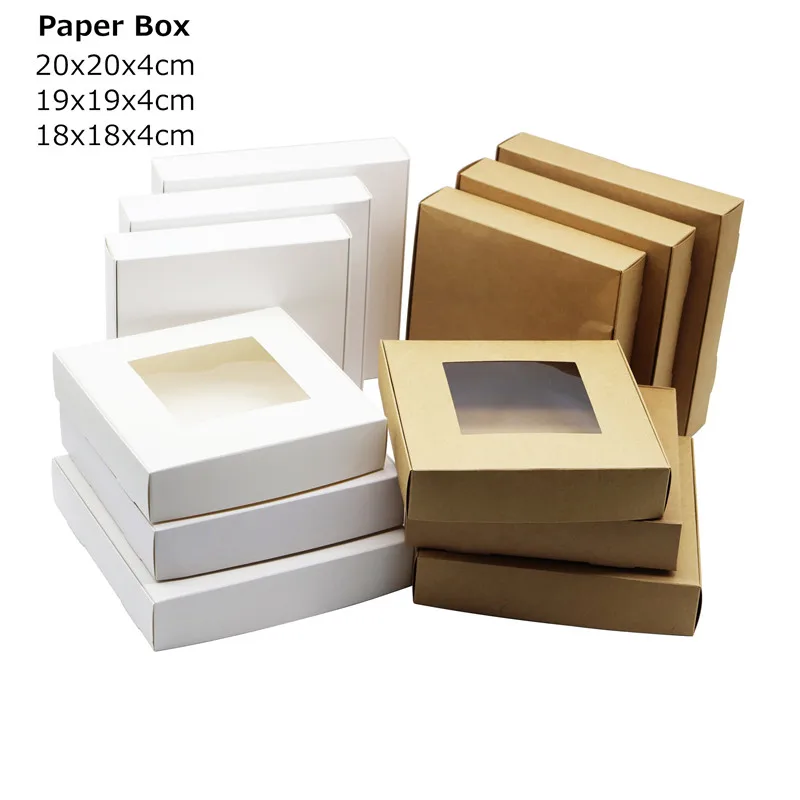 24Pcs/Lot Retro Kraft Paper Square Large Paper Box Holiday Party Jewelry Packaging Paper Airplane Box Gift Supply Carton