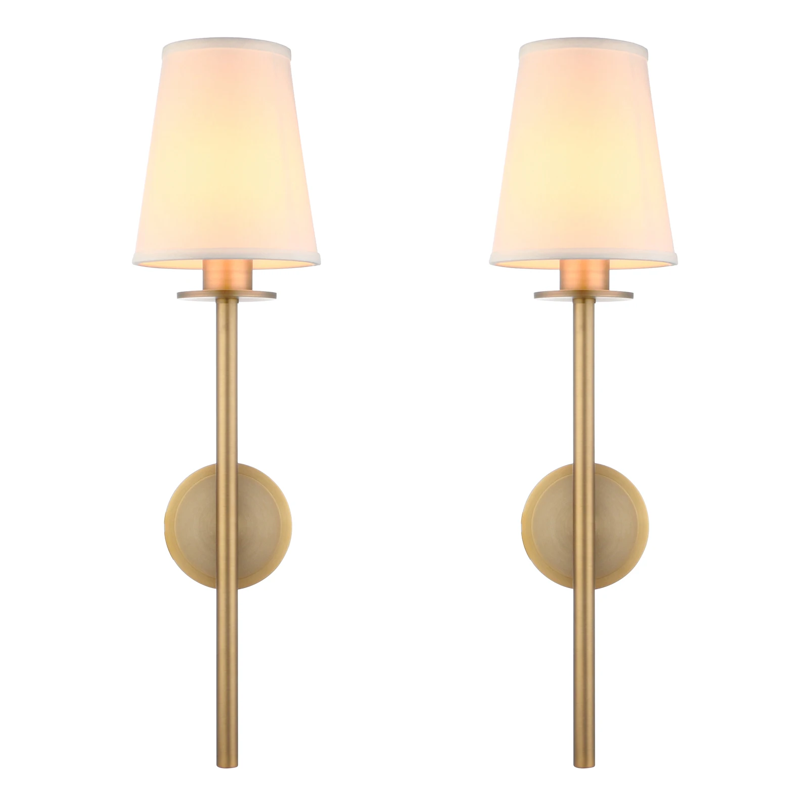 Permo Set of 2 Modern Classy Vintage Wall Sconce with Flared White Textile Lamp Shade Living Room Bedside Reading