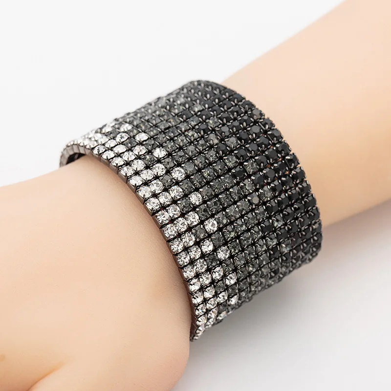 Pulsera de baile de moda, brazalete de diamantes de Color degradado, pulsera elástica de danza del vientre, accesorios de Baile Oriental, pulsera