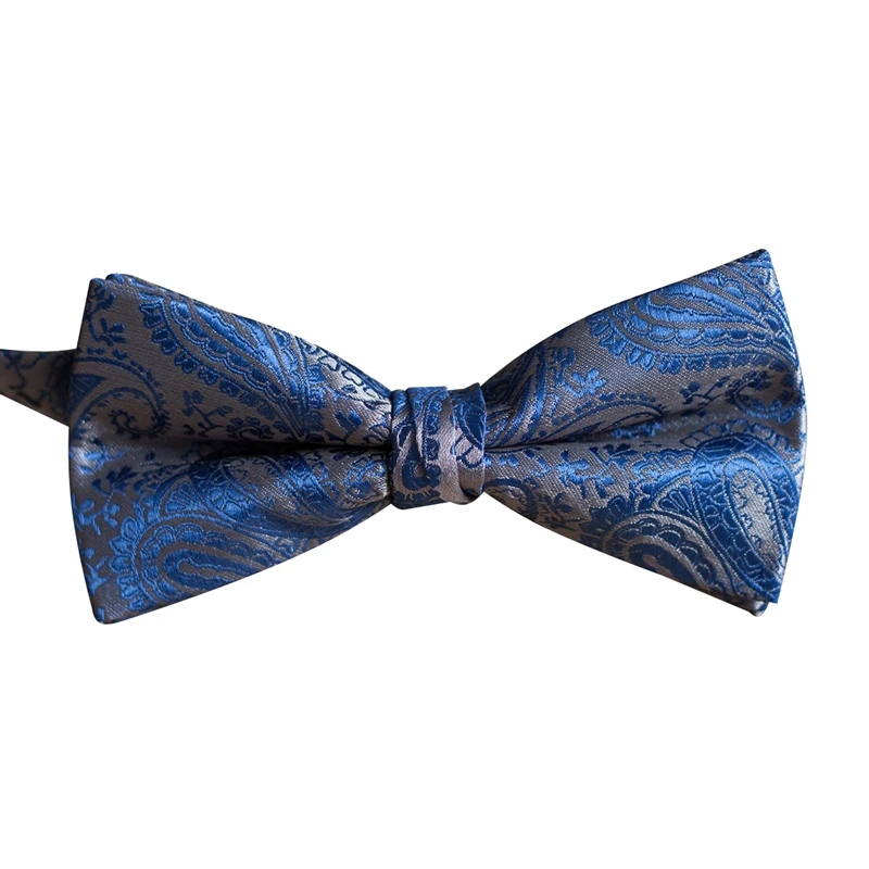 Free Shipping Ikepeibao Men's Blue Paisley Floral Bow Ties Pre-Tied Adjustable Color Black Stripe Bow Ties