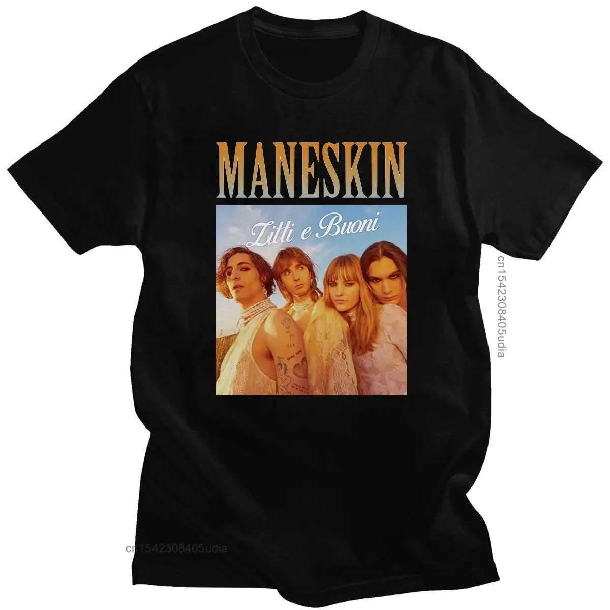 

Лидер продаж, Модная хлопковая Футболка Camisa Maneskin с круглым вырезом, парные футболки с коротким рукавом, Мужская модная повседневная футболка