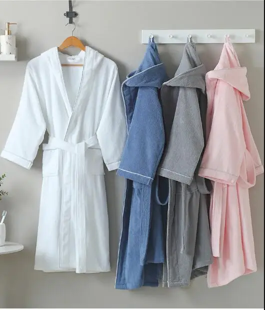 

Spring Robe Pajamas Bathrobe Fashion Nightgown Men Women Hooded Hotel Gown Home Women