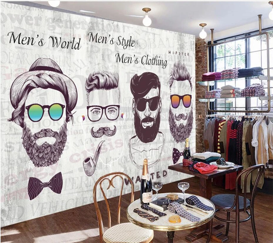 wellyu Custom large-scale murals fashion home improvement trend line personalized bearded background wallpaper