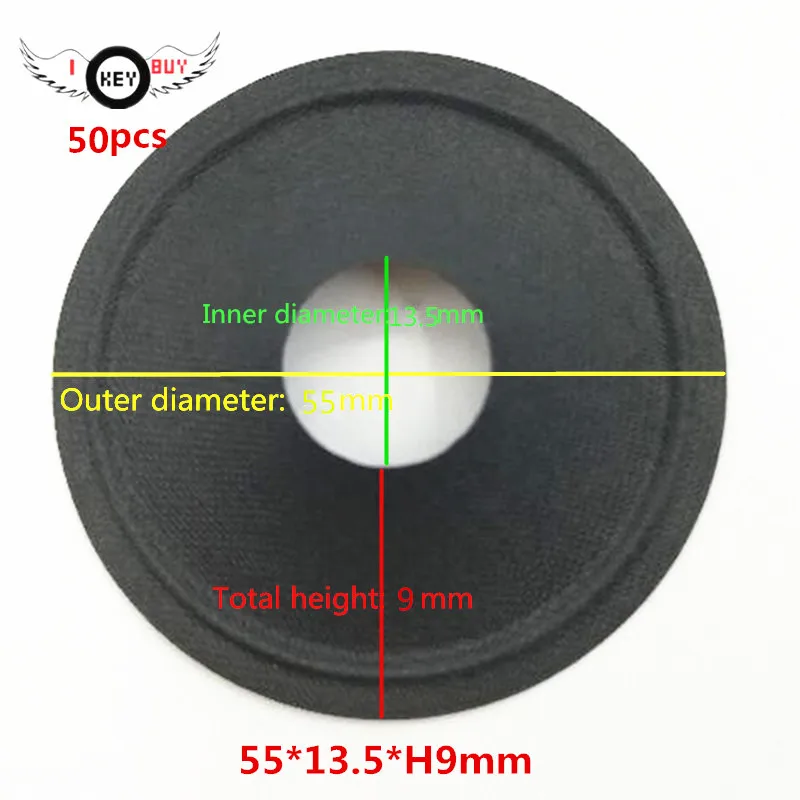 I KEY BUY  50pcs/Lot 2 Inch 55 mm 13.5 mm Core H:9mm Speaker Paper Cone Basin Repair Wholesale  DIY Accessories Free Shipping