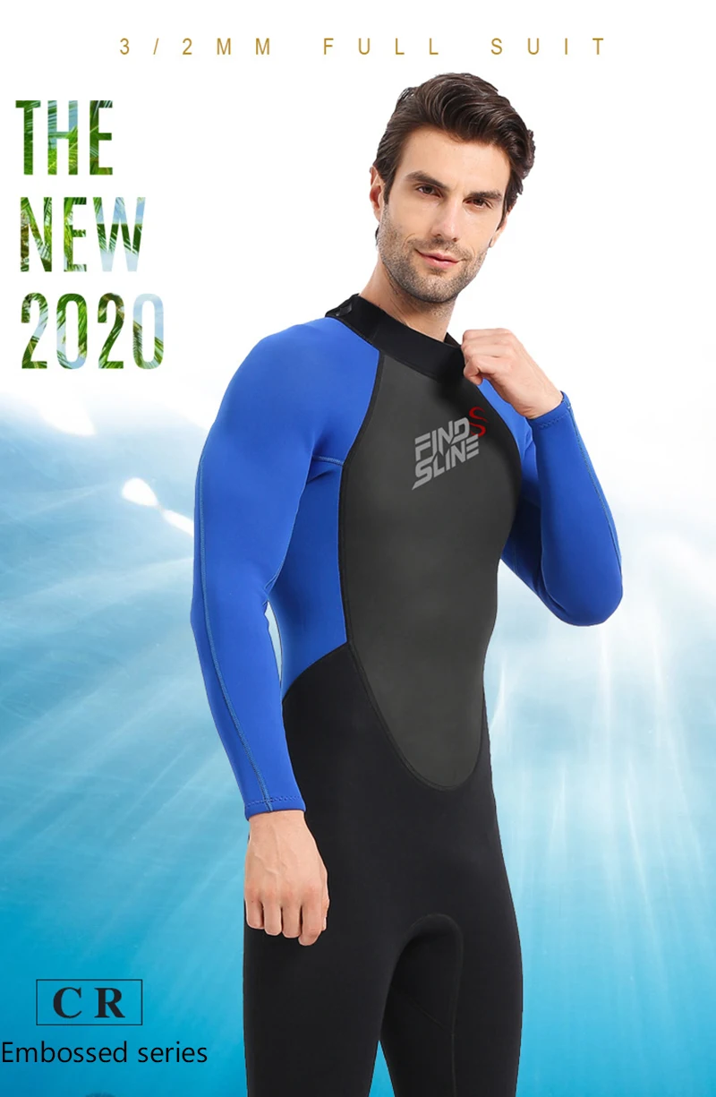 SLINX 3/2mm Keep Warm Neoprene Wetsuits Men Full Body One-Piece Scuba Diving Surfing Snorkeling Spearfishing Swimsuit Sunscreen