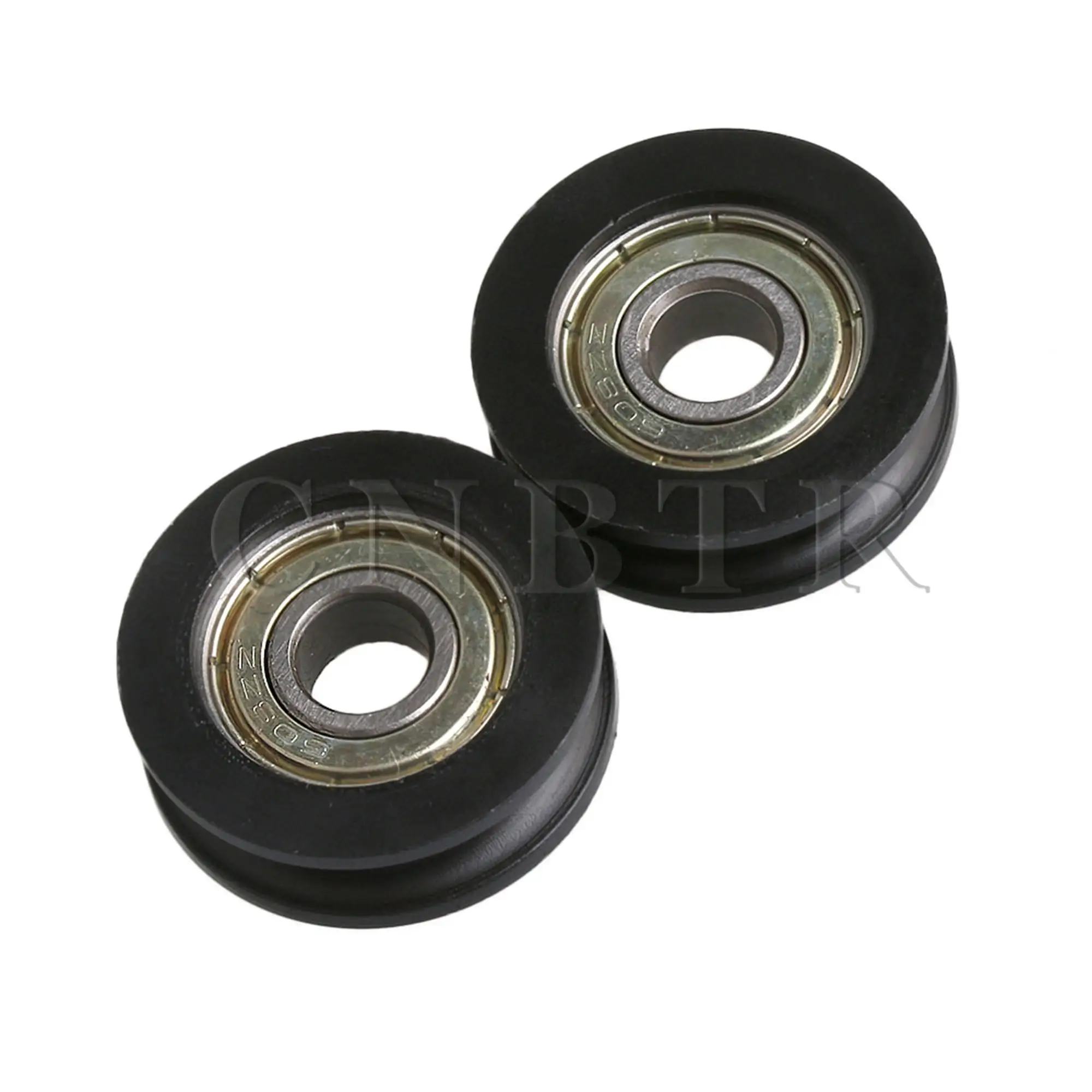 CNBTR 8 Pieces U Type Groove Bearing Pulley Wheels Black for Furniture 3x1cm