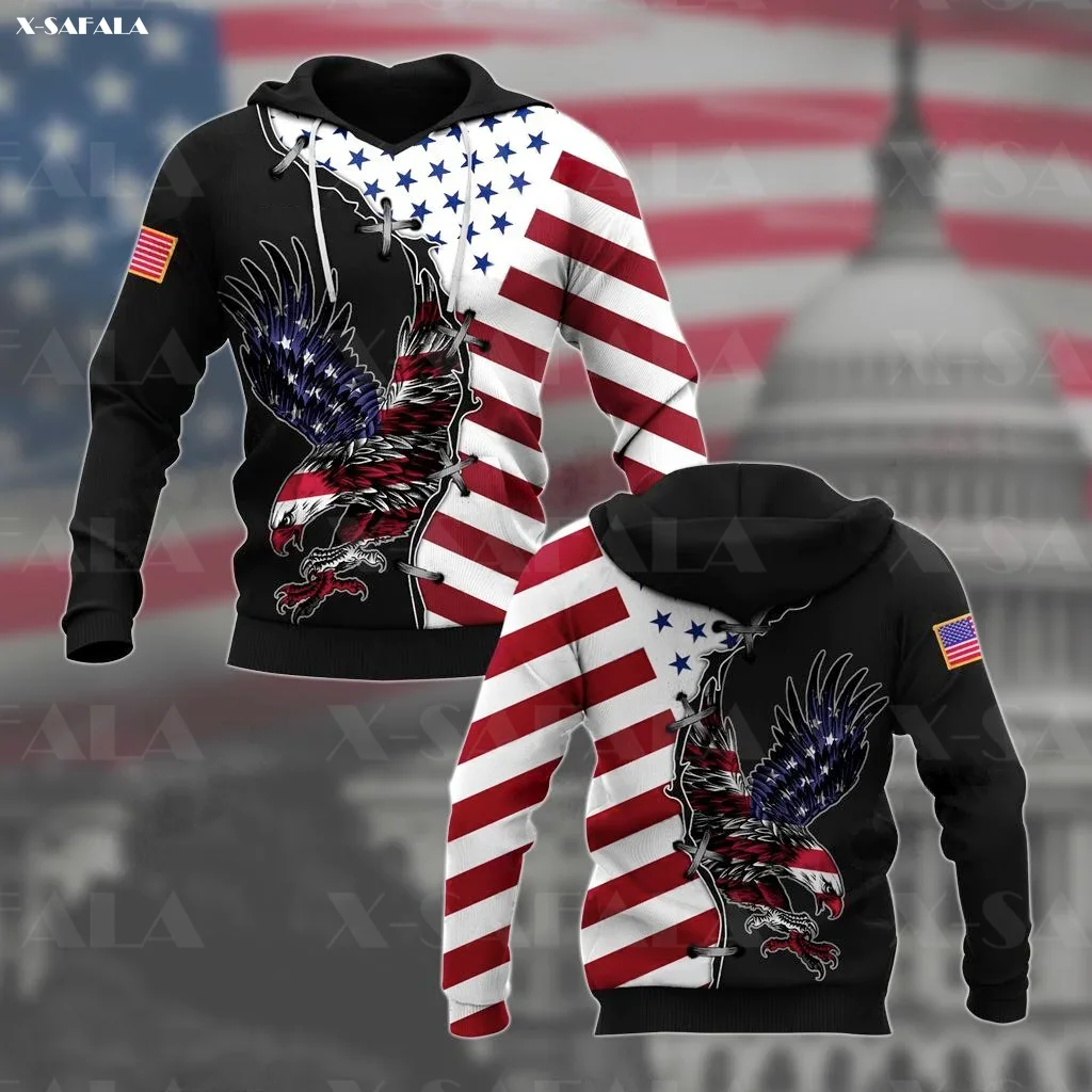 

American USA UNITED STATES EAGLE FLAG 3D Print Zipper Hoodie Man Female Pullover Sweatshirt Hooded Jacket Jersey Tracksuits