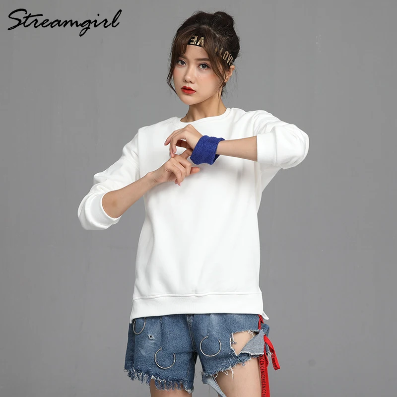 Female Sweatshirt Women Cotton 2021 Autumn Winter Coat Loose Korean Long Sleeve Top Blue Sweatshirts For Women Pulovers Autumn