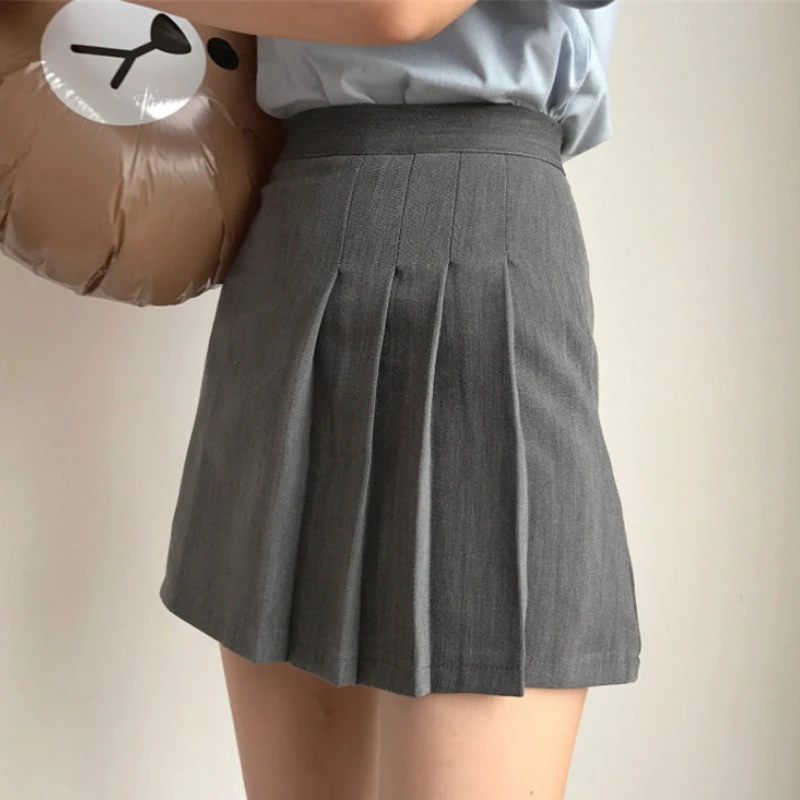 

Skirts Women Pleated Vintage Summer Slim All-match College Girl Clothes Ulzzang Fashion Simple Basic Empire Lady Streetwear Chic