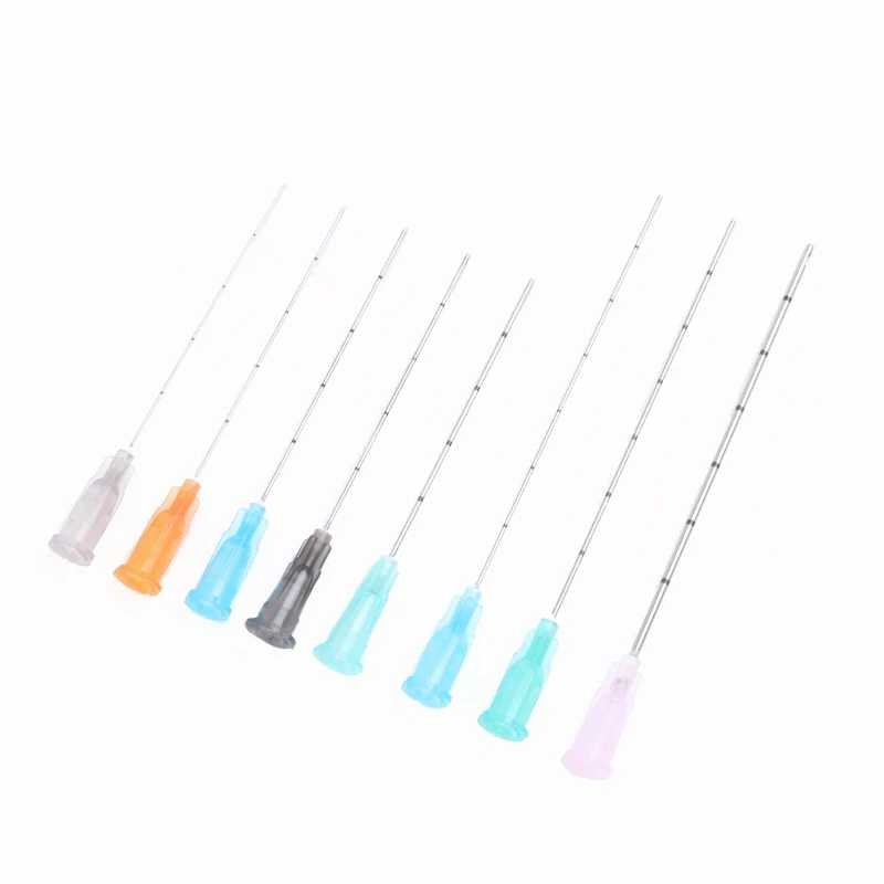 Blunt-tip Cannula for filler injection 18G 21G 22G 23G 25G 27G30G uric acid facial filling nose slight blunt needle 2pcs/pack*10