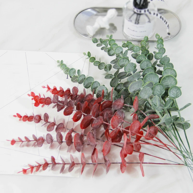 1 Piece Green Simulation Eucalipto Single Artificial Eucalyptus Leaf Artificial Plants for Wedding Shooting Prop Home Decoration