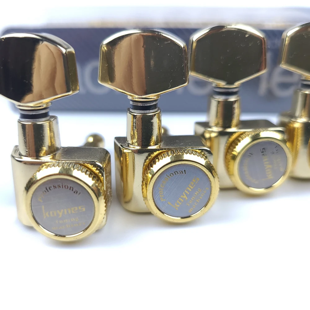 1 Set 6 In-line No Screw Locking Electric Guitar Machine Heads Tuners Lock String Tuning Pegs Gold Golden