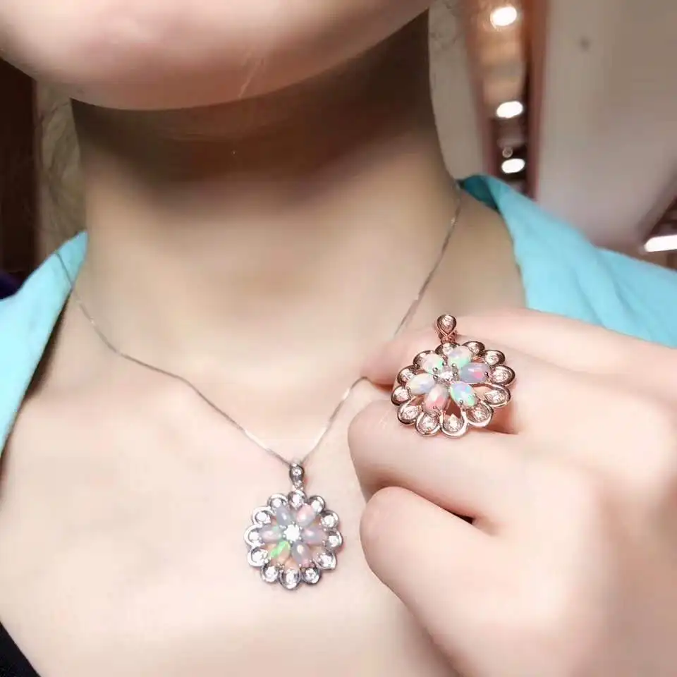 

Real Natural Opal necklace with pendant 925 sterling silver Natural original opal