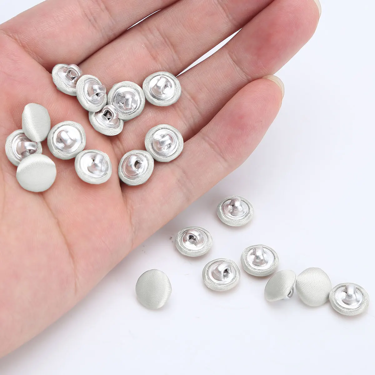 20 10mm Botones DIY Smooth Satin Covered Metal Shank Buttons US Stock Sewing Fasteners for Tuxedo Suits Bridal Gowns Decoration