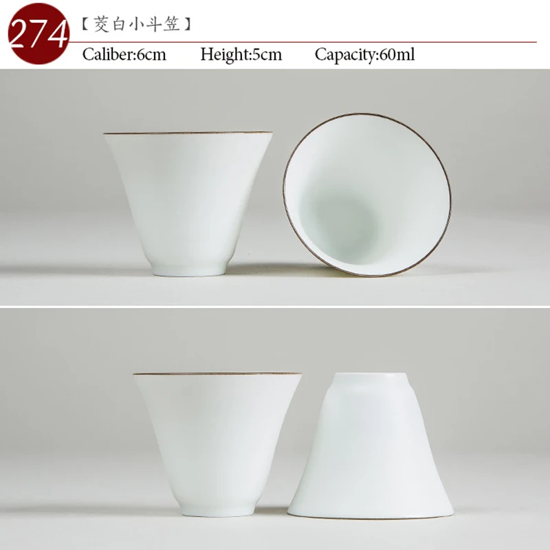 NO.274 Chinese high quality White Ceramic tea cup 60ml Kung fu tea set porcelain Japanese Style Handmade teacup Small tea bowl