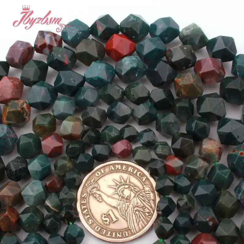 

Faceted Green Bloodstone Heliotrope Natural Stone Spacer Beads for DIY Accessories Charms Necklace Bracelets Jewelry Making 15"