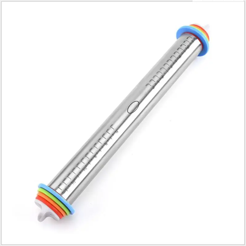 Stainless Steel Adjustable Thickness Rolling Pin, Scale Rolling Pin Rolling, Silica Gel Mat, Panel Kneading Baking Tool, 17