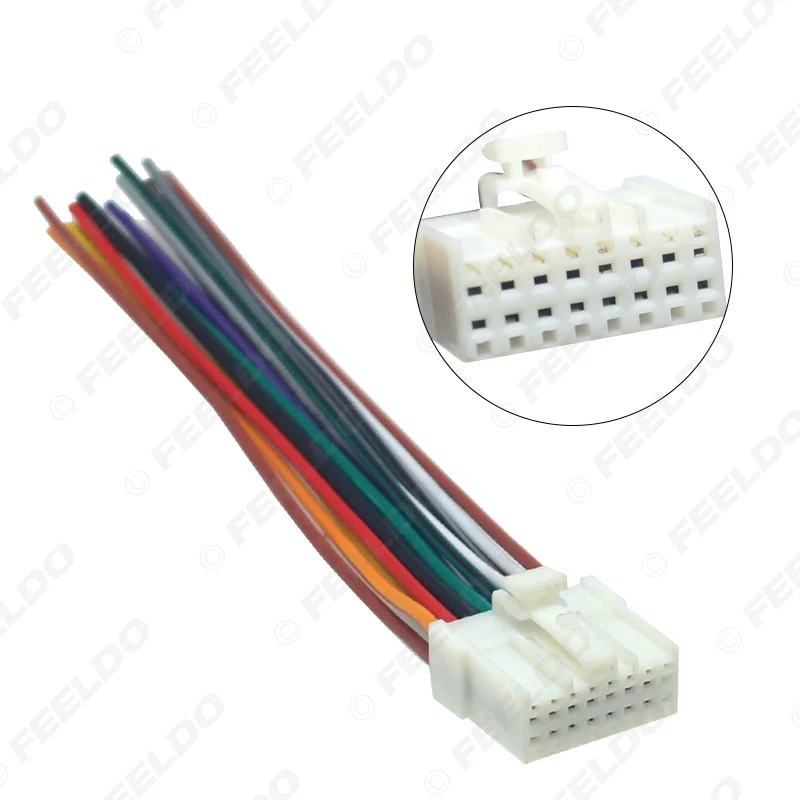 FEELDO Car Stereo Radio 16Pin Wire Harness For Mitsubishi Lancer/Ford Relevant Installing Audio Wiring Cable #AM5714