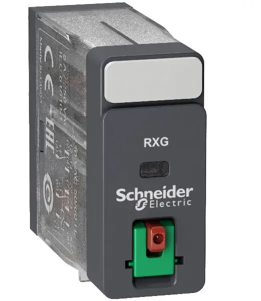 

RXG21P7 Interface plug-in relay, 5 A, 2 CO, lockable test button, 230 V AC