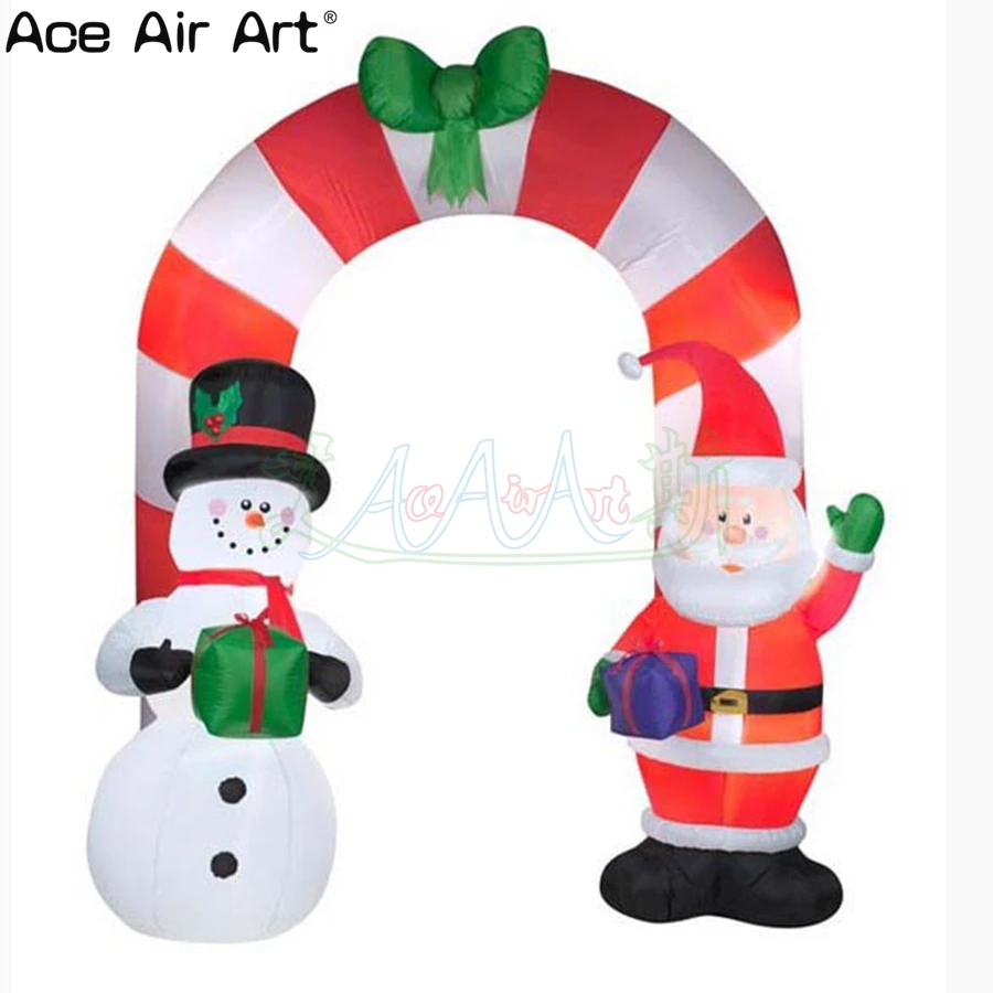 

4m H Inflatable Christmas Decor Prop for Holiday Event, Wonderful Air Blown, Santa Claus and Snowman Archway, On Sale, 5 m High