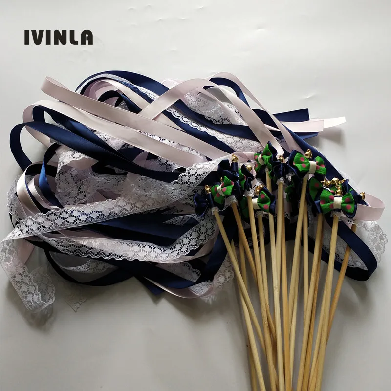 

The Newest 50pcs/lot wedding ribbon wands with butterfly and Bells for wedding party