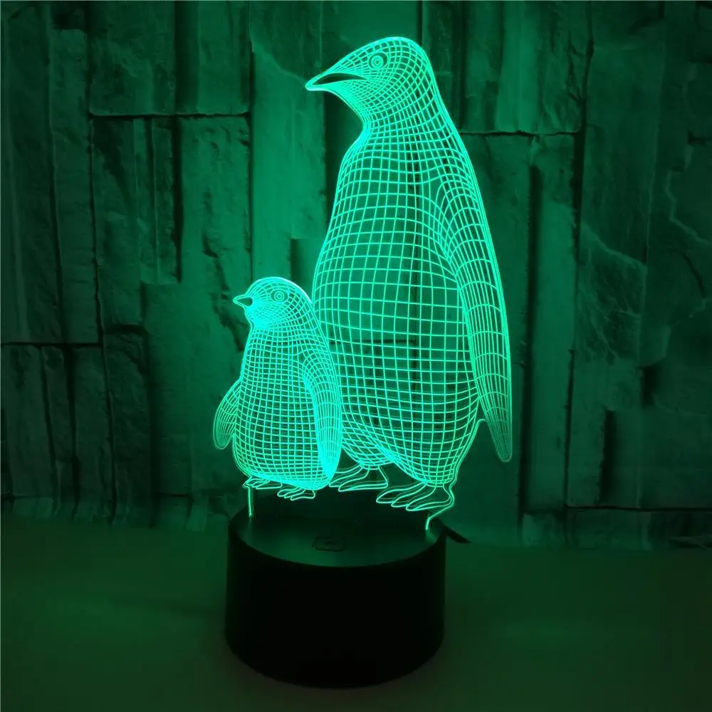 

Penguin 3d Night Light Crack Colorful Touch Remote Control Gift Usb Nightlight Home Atmosphere Animal 3d Lamp